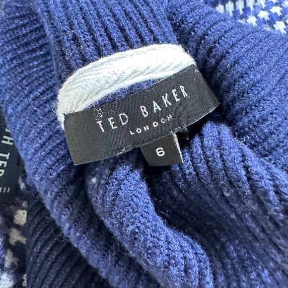 Ted Baker NWT Navy Blue Riber Roll Neck Wool Jumper Turtleneck Sweater Sz 6 XXL - Picture 4 of 10